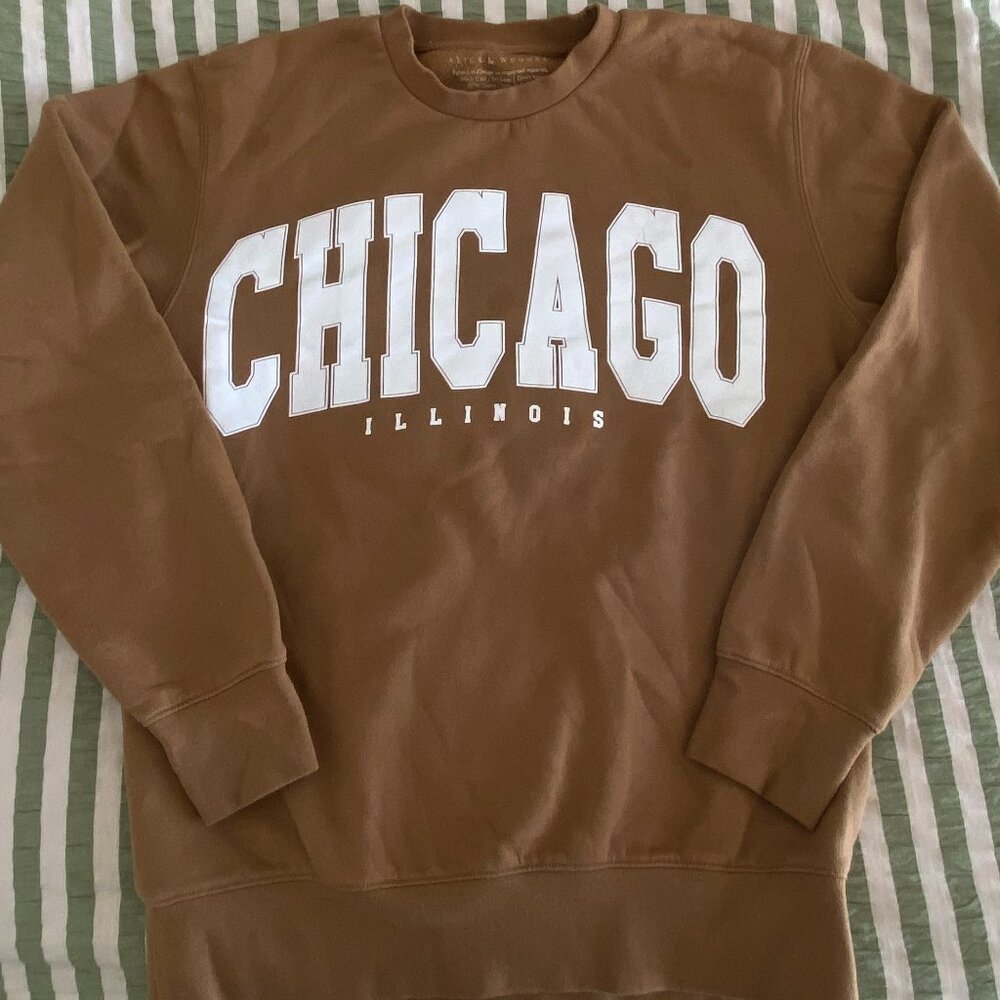 Alice & Wonder mustard CHICAGO crewneck sweatshirt size small